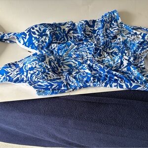 Jantzen Cobalt and White Floral Swim Top